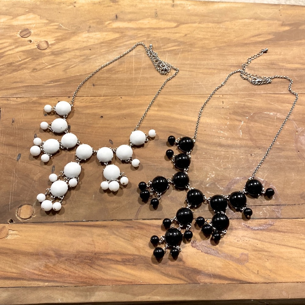 Pair of Black & White Bobble Necklaces